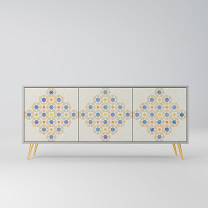 PATTERNED PRISM 3-Door Sideboard in Grey Finish