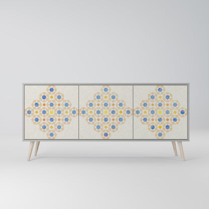 PATTERNED PRISM 3-Door Sideboard in Grey Finish