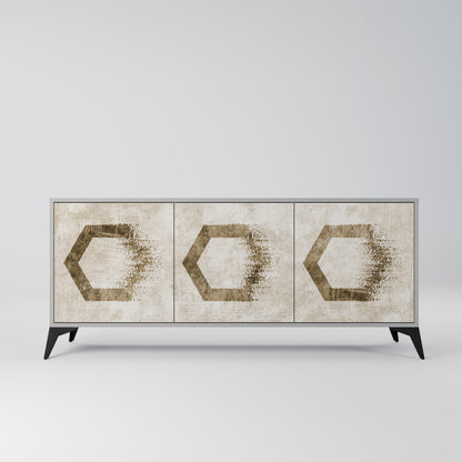 HEXAGONAL SHAPES 3-Door Sideboard in Grey Finish