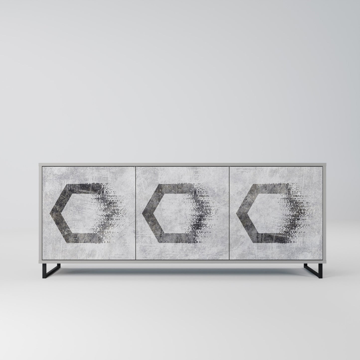 HEXAGONAL FIGURES 3-Door Sideboard in Grey Finish
