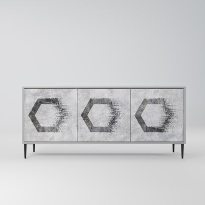 HEXAGONAL FIGURES 3-Door Sideboard in Grey Finish