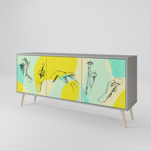 Credenza a 3 ante BODY LANGUAGE in finitura grigia