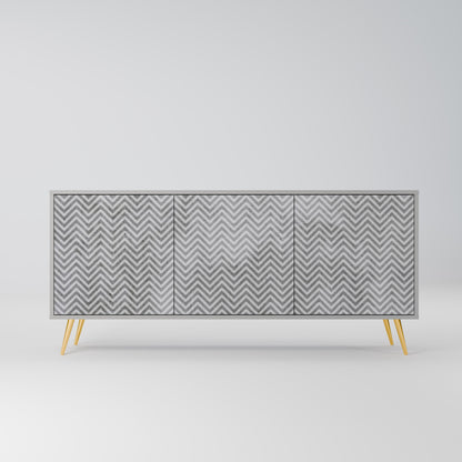 CONCRETE ZIG ZAG 3-Door Sideboard in Grey Finish