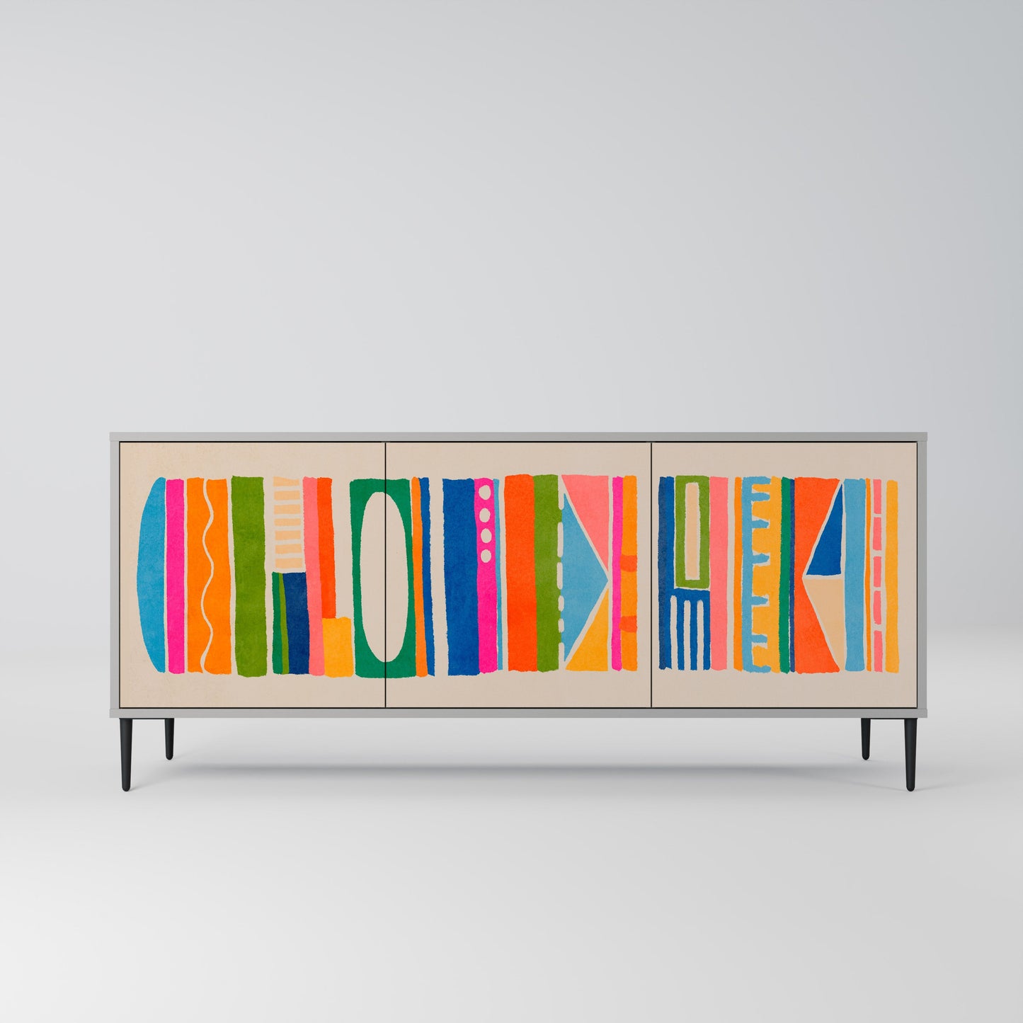 GEOMETRIC SHINE 3-Door Sideboard in Grey Finish