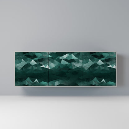 POLYGONAL FLOATING 3-Door Sideboard in Grey Finish