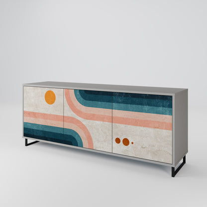 Credenza a 3 ante TWO HALVES in finitura grigia