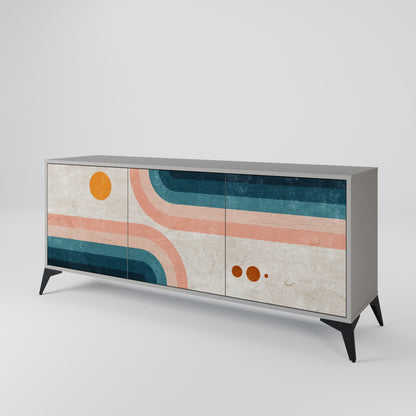 Credenza a 3 ante TWO HALVES in finitura grigia