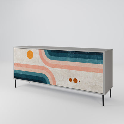 Credenza a 3 ante TWO HALVES in finitura grigia