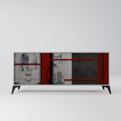 GRAY FIGURES 3-Door Sideboard in Grey Finish
