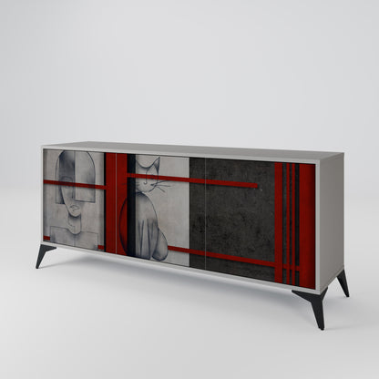 GRAY FIGURES 3-Door Sideboard in Grey Finish