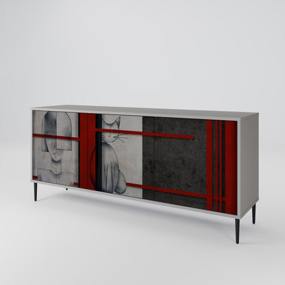 GRAY FIGURES 3-Door Sideboard in Grey Finish