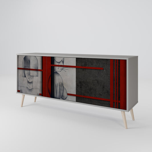 GRAY FIGURES 3-Door Sideboard in Grey Finish