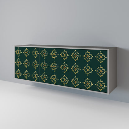 Credenza a 3 ante ROYAL MEDALLION in finitura grigia