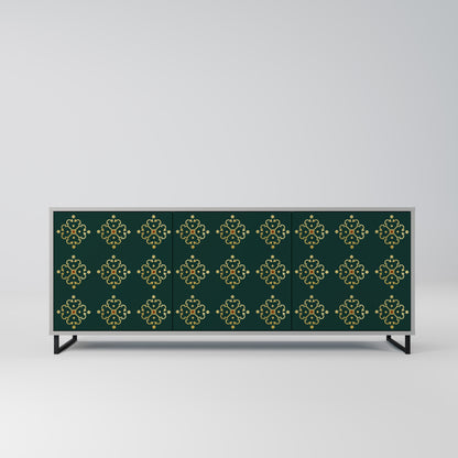 Credenza a 3 ante ROYAL MEDALLION in finitura grigia