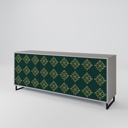 Credenza a 3 ante ROYAL MEDALLION in finitura grigia