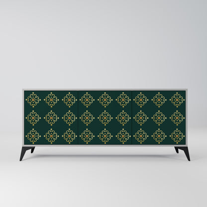 Credenza a 3 ante ROYAL MEDALLION in finitura grigia