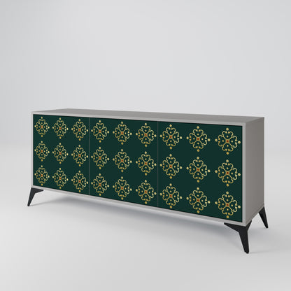Credenza a 3 ante ROYAL MEDALLION in finitura grigia
