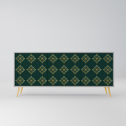 Credenza a 3 ante ROYAL MEDALLION in finitura grigia