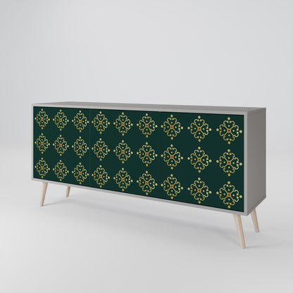 Credenza a 3 ante ROYAL MEDALLION in finitura grigia