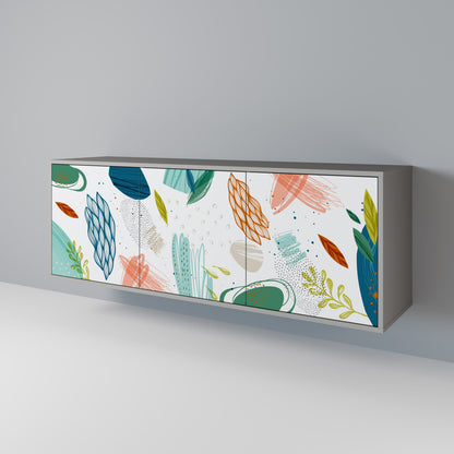 BOTANICAL HURRICANE 3-Door Sideboard in Grey Finish