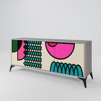 GEOMETRIC RHAPSODY 3-Door Sideboard in Grey Finish