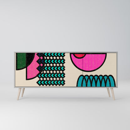 GEOMETRIC RHAPSODY 3-Door Sideboard in Grey Finish