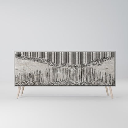 GRAIN LINES 3-Door Sideboard in Grey Finish