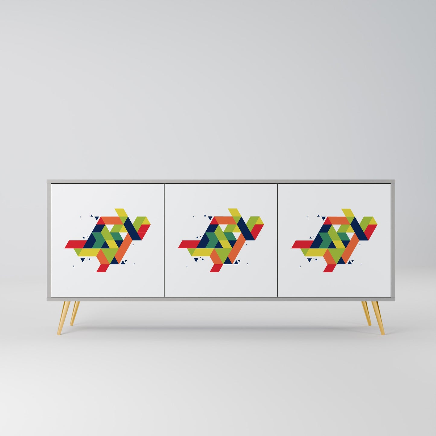 FUTURE SIGN 3-Door Sideboard in Grey Finish