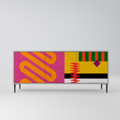 VIVID ART 3-Door Sideboard in Grey Finish