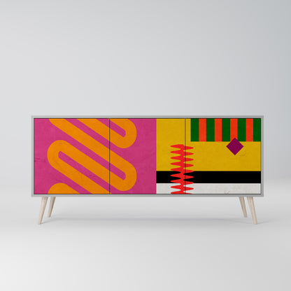 VIVID ART 3-Door Sideboard in Grey Finish