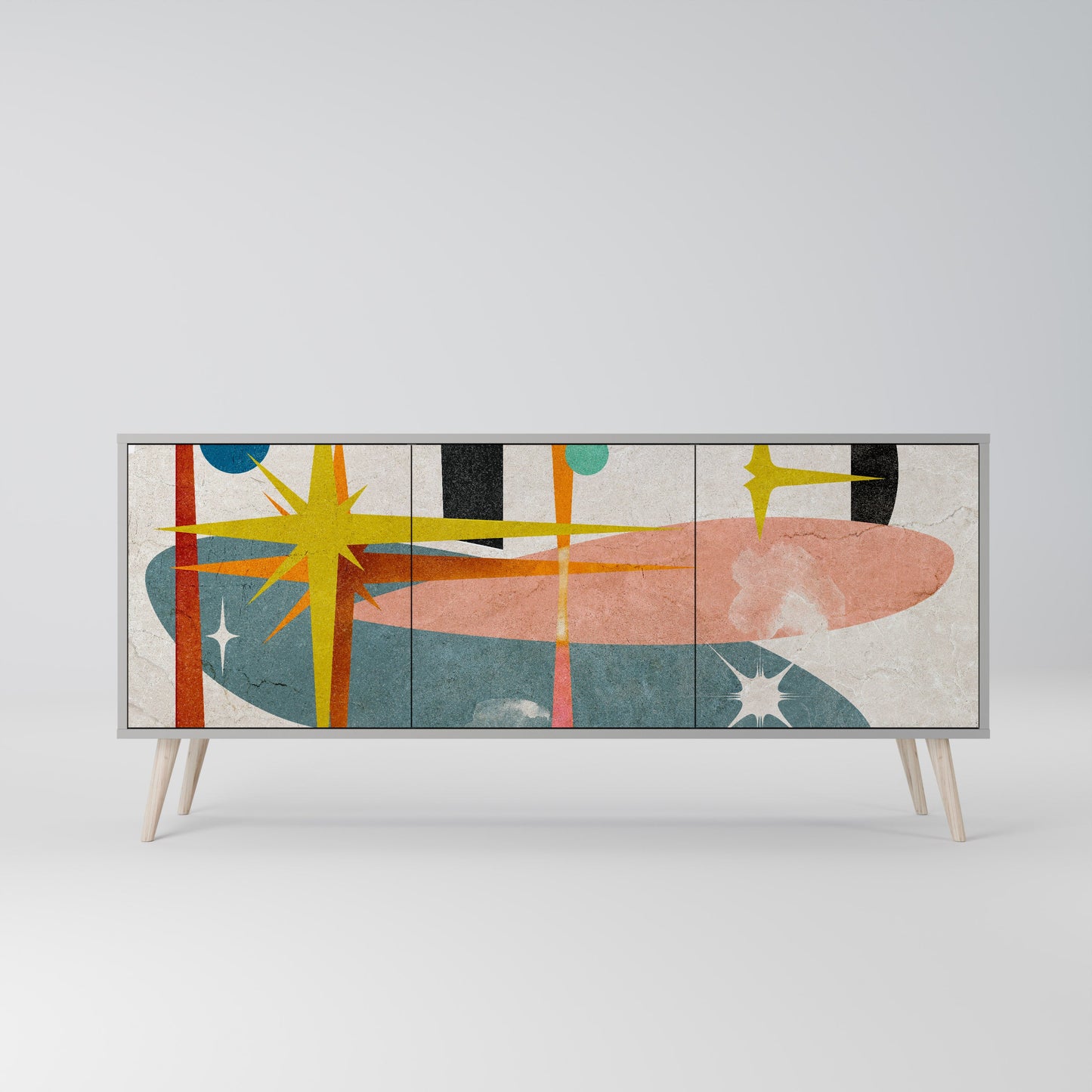 INTERSTELLAR VIBES 3-Door Sideboard in Grey Finish