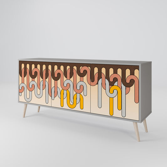 COLORFUL STRINGS 3-Door Sideboard in Grey Finish