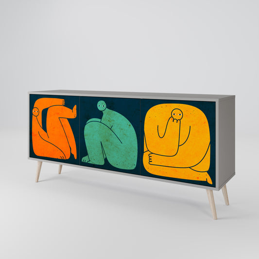 TOGETHER BUT SEPARATELY 3-Door Sideboard in Grey Finish