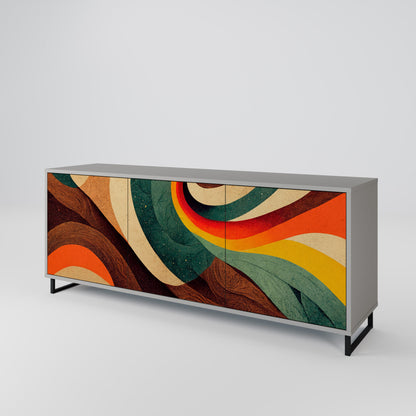 COLORFUL STRANDS 3-Door Sideboard in Grey Finish