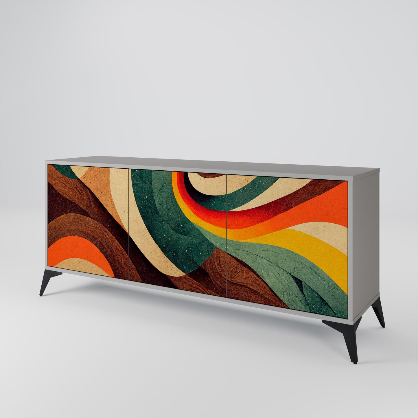 COLORFUL STRANDS 3-Door Sideboard in Grey Finish