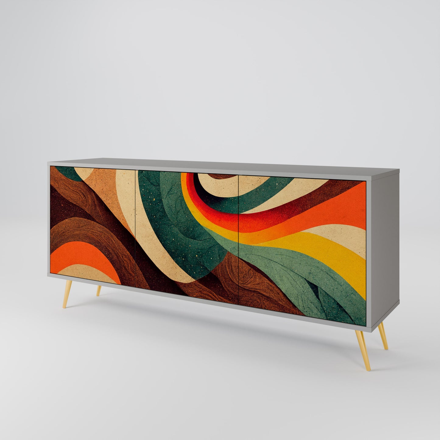 COLORFUL STRANDS 3-Door Sideboard in Grey Finish