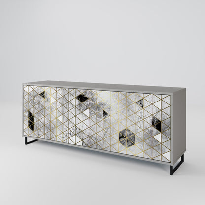 Credenza ASHEN ARIA a 3 ante in finitura grigia