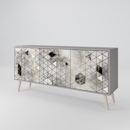 Credenza ASHEN ARIA a 3 ante in finitura grigia