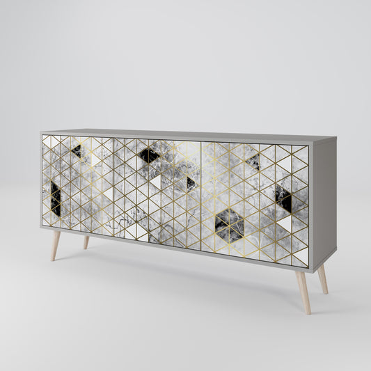 Credenza ASHEN ARIA a 3 ante in finitura grigia