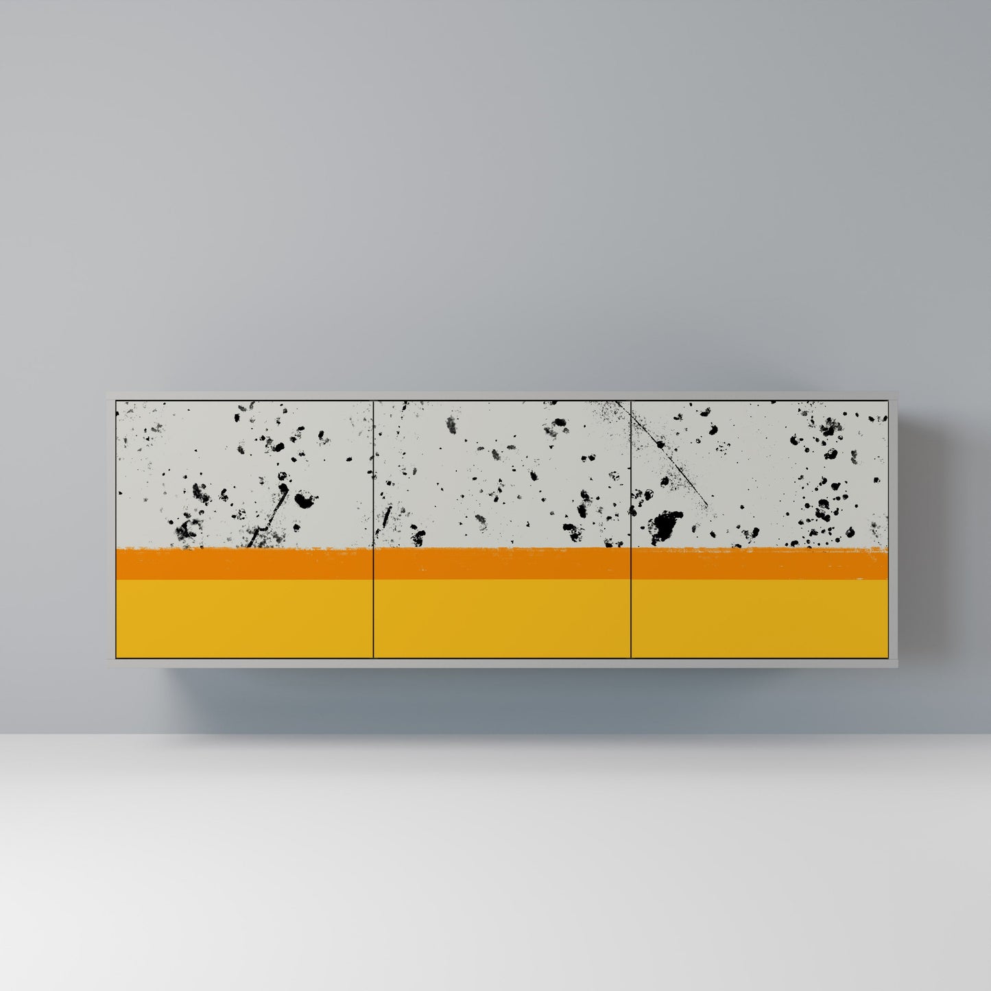 DYED BY ORANGE 3-Door Sideboard in Grey Finish