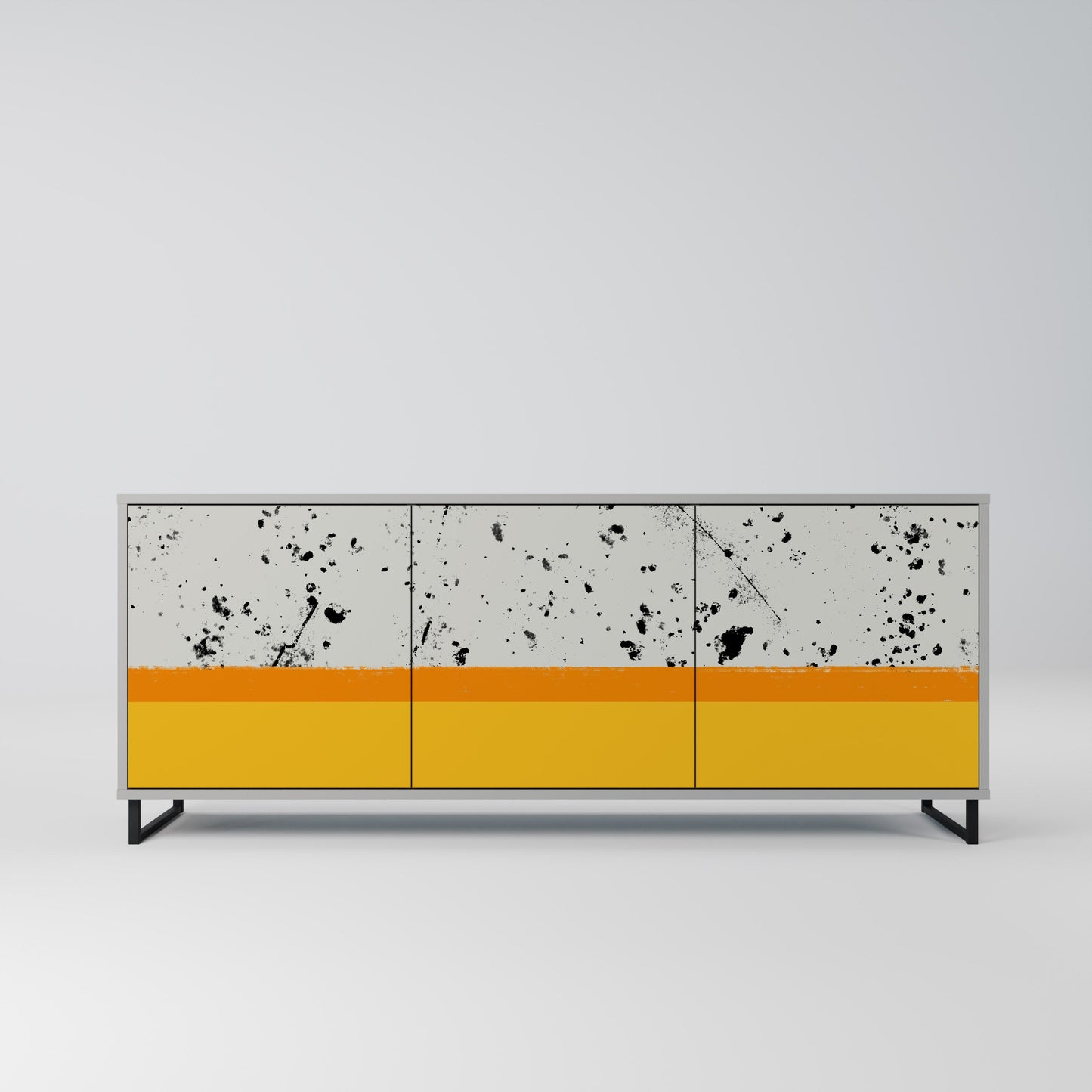 DYED BY ORANGE 3-Door Sideboard in Grey Finish