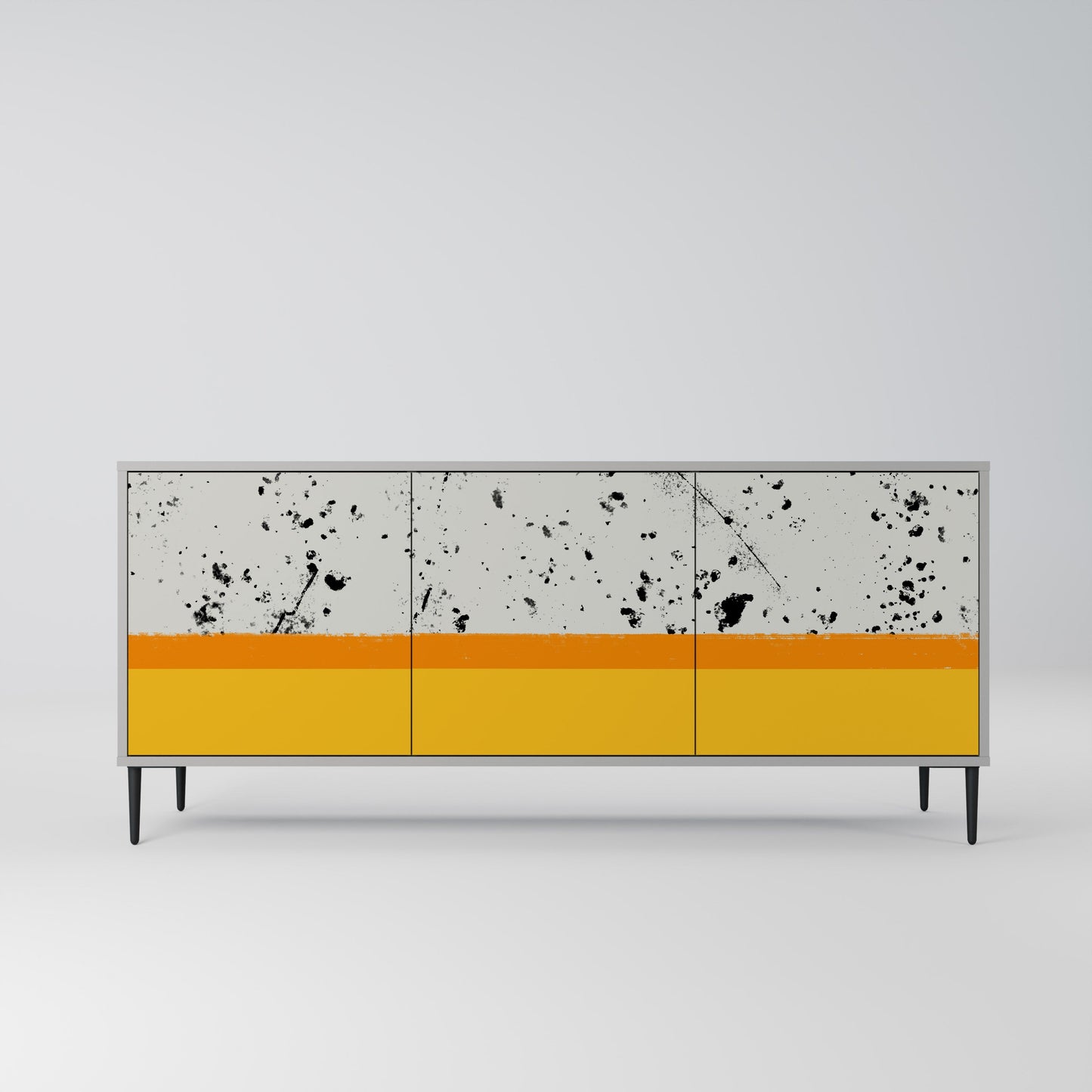 DYED BY ORANGE 3-Door Sideboard in Grey Finish
