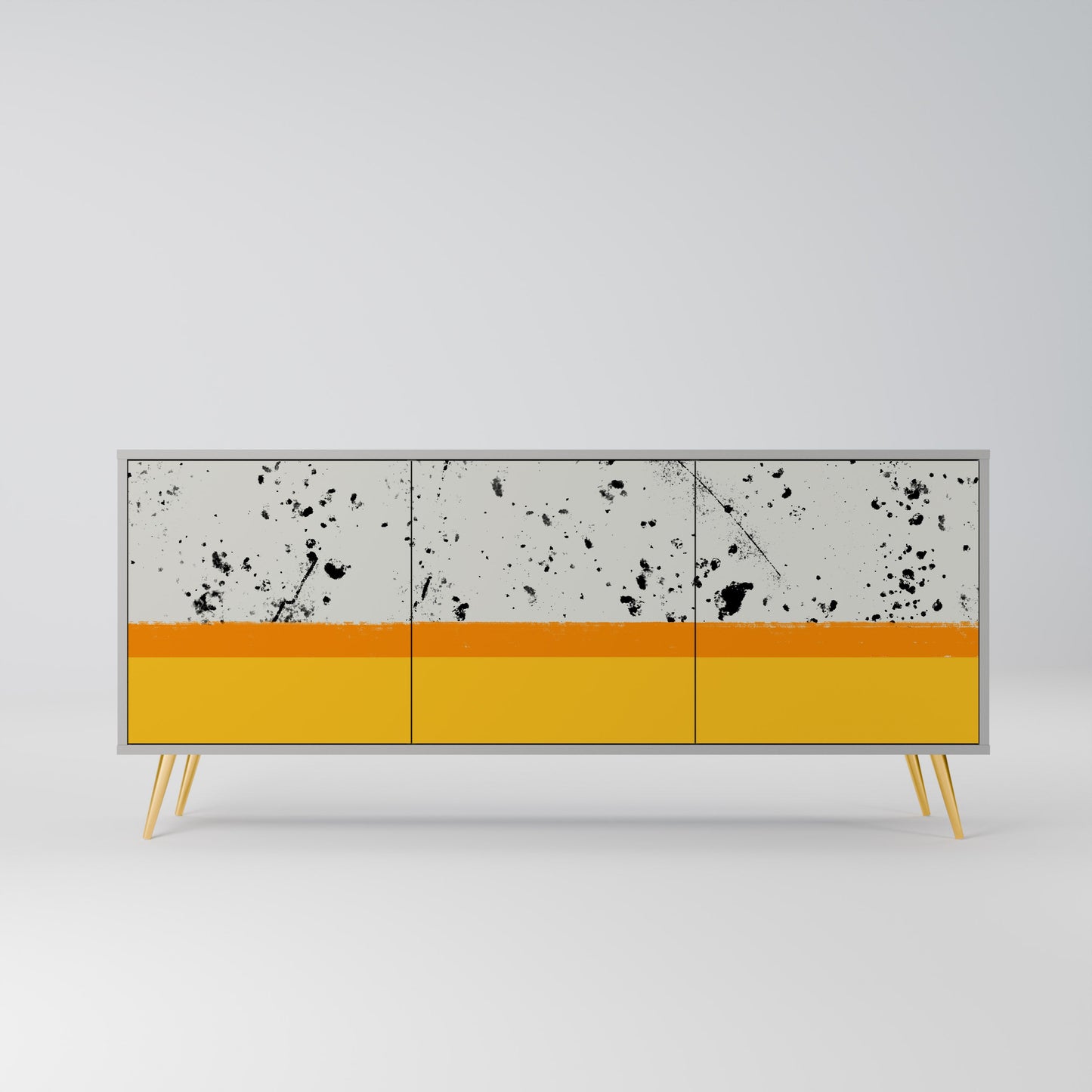 DYED BY ORANGE 3-Door Sideboard in Grey Finish