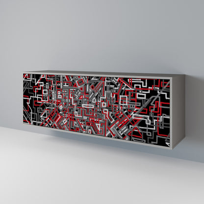 Credenza BROKEN LINES a 3 ante in finitura grigia