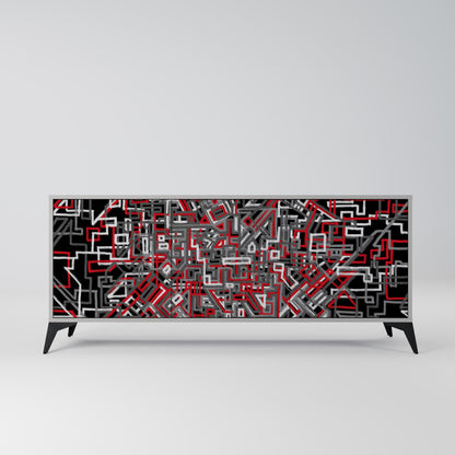 Credenza BROKEN LINES a 3 ante in finitura grigia