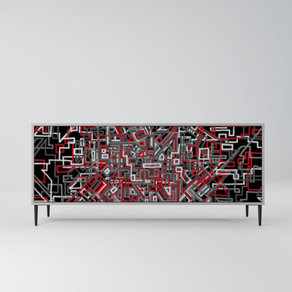 Credenza BROKEN LINES a 3 ante in finitura grigia