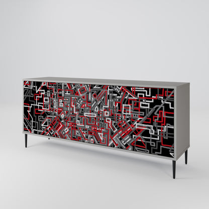 Credenza BROKEN LINES a 3 ante in finitura grigia
