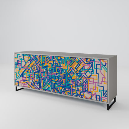 MEMORIES MAP 3-Door Sideboard in Grey Finish
