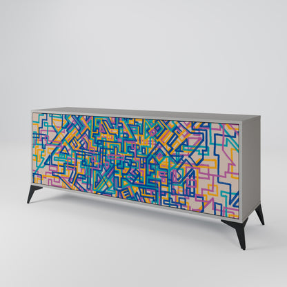 MEMORIES MAP 3-Door Sideboard in Grey Finish