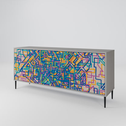 MEMORIES MAP 3-Door Sideboard in Grey Finish